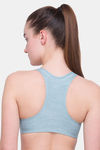 Candyskin Medium Impact Cotton Elastane Slip On Sports Bra - Blue — thumbnail 2