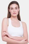 Candyskin Medium Impact Cotton Elastane Slip On Sports Bra - White — thumbnail 1