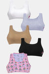 Dchica Girls Double Layered Non-Wired Full Coverage Beginner T-Shirt Bra (Pack of 5) - Multicolor — thumbnail 1