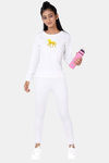 Dchica Girls Polyester Cotton Loungewear Set - White — thumbnail 1