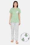 Evolove Women's Cotton Pyjama Set - Green — thumbnail 1