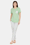 Evolove Women's Cotton Pyjama Set - Green — thumbnail 4