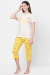 Evolove Women's Cotton Capri Set - Yellow — thumbnail 2