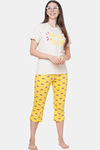 Evolove Women's Cotton Capri Set - Yellow — thumbnail 4