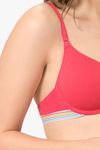 Every de By Amante Sassy Stripes Padded Wired Full Coverage T-Shirt Bra - Azalea — thumbnail 4