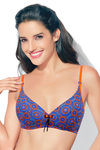 Enamor Padded Wirefree T-Shirt Bra - Blue N Print — thumbnail 1