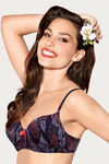 Enamor Padded Wired T-Shirt Bra - Black N Print — thumbnail 2