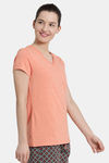 Enamor  Relaxed Fit Cotton Sleep Top - Coral — thumbnail 3