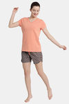 Enamor  Relaxed Fit Cotton Sleep Top - Coral — thumbnail 6