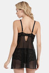 Enamor Padded Wired Lace N Mesh Babydoll - Black — thumbnail 3