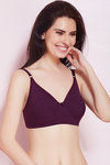 Rosaline Cotton Stretch Side Support Smooth Fit 3-4th Coverage Bra- Wine — thumbnail 3