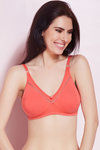 Rosaline Cotton Stretch Smooth Fit Double Layered 3-4th Coverage Wirefree Bra- Coral Pink — thumbnail 1