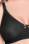 Enamor Lacy Allure Double Layered Wirefree High Coverage Bra-Black — thumbnail 3