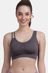 Amour Secret Medium Impact Padded Super Soft Sports Bra - Dark Grey — thumbnail 1