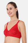 Floret Wirefree Natural Lift 3/4th Coverage Lace Bra - Red — thumbnail 2