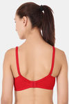 Floret Wirefree Natural Lift 3/4th Coverage Lace Bra - Red — thumbnail 4