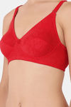 Floret Wirefree Natural Lift 3/4th Coverage Lace Bra - Red — thumbnail 5