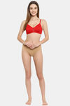 Floret Double Layered Wirefree Natural Lift T-Shirt Bra - Red — thumbnail 6