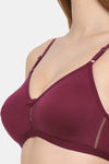 Floret Double Layered Wirefree Natural Lift T-Shirt Bra - Wine — thumbnail 4