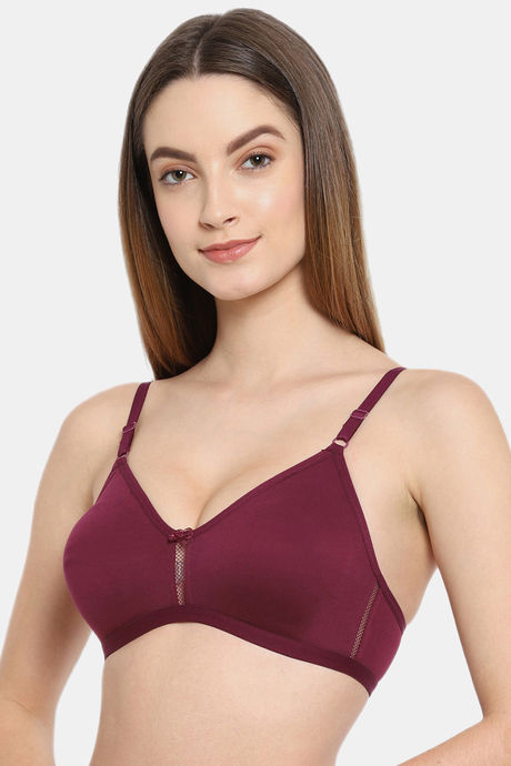 Floret Double Layered Wirefree Natural Lift T-Shirt Bra - Wine — image 5