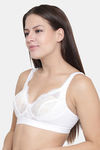 Floret Single Layered Non-Wired Medium Coverage Lace Bra - White — thumbnail 2