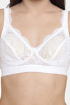 Floret Single Layered Non-Wired Medium Coverage Lace Bra - White — thumbnail 4