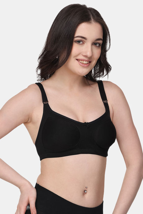 Floret Double Layered Non Wired Full Coverage Minimiser Bra - Black — image 3