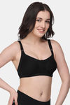 Floret Double Layered Non Wired Full Coverage Minimiser Bra - Black — thumbnail 3
