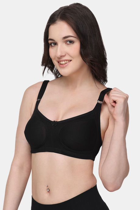 Floret Double Layered Non Wired Full Coverage Minimiser Bra - Black — image 5