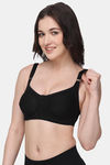 Floret Double Layered Non Wired Full Coverage Minimiser Bra - Black — thumbnail 5