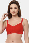 Floret Double Layered Non Wired Full Coverage Minimiser Bra - Red — thumbnail 1