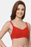 Floret Double Layered Non Wired Full Coverage Minimiser Bra - Red — thumbnail 3