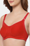Floret Double Layered Non Wired Full Coverage Minimiser Bra - Red — thumbnail 4