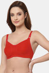 Floret Double Layered Non Wired Full Coverage Minimiser Bra - Red — thumbnail 5