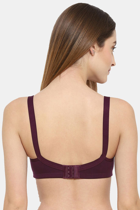 Floret Double Layered Non Wired Full Coverage Minimiser Bra - Wine — image 2