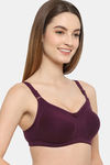 Floret Double Layered Non Wired Full Coverage Minimiser Bra - Wine — thumbnail 3