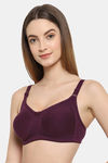 Floret Double Layered Non Wired Full Coverage Minimiser Bra - Wine — thumbnail 4