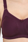 Floret Double Layered Non Wired Full Coverage Minimiser Bra - Wine — thumbnail 5