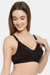 Floret Double Layered Non Wired 3/4Th Coverage Minimiser Bra - Black — thumbnail 4