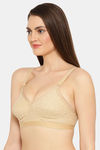 Floret Double Layered Non-Wired Full Coverage Super Support Bra - Skin — thumbnail 3