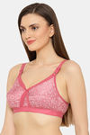 Floret Double Layered Non-Wired Full Coverage Super Support Bra - China Rose — thumbnail 3