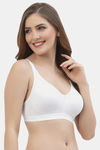 Floret Double Layered Non-Wired Full Coverage Minimiser Bra - White — thumbnail 3