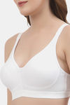 Floret Double Layered Non-Wired Full Coverage Minimiser Bra - White — thumbnail 4