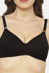 Floret Padded Non-Wired 3/4Th Coverage T-Shirt Bra - Black — thumbnail 4