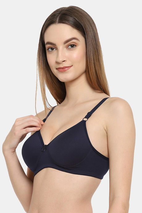 Floret Padded Non Wired 3/4Th Coverage T-Shirt Bra - Navy — image 4