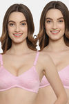 Floret Double Layered  Non Wired Medium Coverage T-Shirt Bra - Pink Pink — thumbnail 1