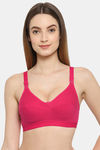Floret Double Layered  Non Wired 3/4Th Coverage T-Shirt Bra - Black Magenta — thumbnail 6
