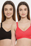 Floret Double Layered  Non Wired 3/4Th Coverage T-Shirt Bra - Black Tomato — thumbnail 1