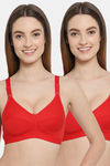 Floret Double Layered  Non Wired 3/4Th Coverage T-Shirt Bra - Red Red — thumbnail 1