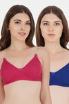 Floret Double Layered  Non Wired 3/4Th Coverage T-Shirt Bra - Blue Magenta — thumbnail 1